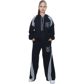 FERMUARLI 4 ŞERİTLİ  KAPŞONLU TAKIM 8Y,10Y,12Y,14Y,16Y Kız