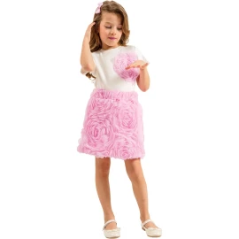 GÜLLÜ ETEKLİ AKSESUARLI TAKIM 4Y,5Y,7Y,9Y Kız