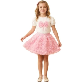 GÜLLÜ FİYONK K.KOL ETEKLİ TAKIM 6Y,7Y,8Y,9Y Kız