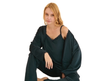 KADİFE SABAHLIKLI BAYAN PİJAMA TAKIM S/2XL