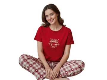 KOMPAK PENYE KISA KOL ALT UZUN BAYAN PİJAMA TAKIM S/2XL