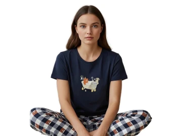 KOMPAK PENYE KISA KOL ALT UZUN BAYAN PİJAMA TAKIM S/2XL