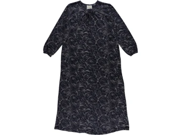KRİSTAL ŞAL DESEN YAKA LASTİKLİ BAYAN ELBİSE L/XXL