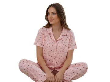 MİLAN DÜĞMELİ KISA KOL BAYAN PİJAMA TAKIM S/2XL