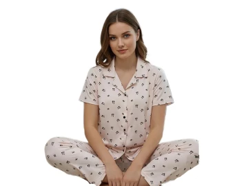 MİLAN DÜĞMELİ KISA KOL BAYAN PİJAMA TAKIM S/2XL
