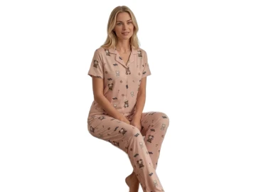 MİLAN GÖMLEK YAKA KISA KOL BAYAN PİJAMA TAKIM M/XXL