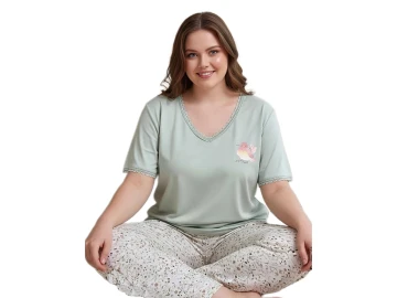 RİNG VİSKON BATTAL KADIN PİJAMA TAKIM 3XL/5XL
