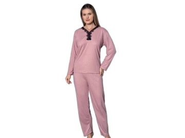 VİSKON UZUN KOL BAYAN PİJAMA TAKIM M/XXL