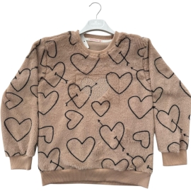 KALP TAŞ  BASKILI PELUŞ KIZ SWEAT 9/12 YAŞ