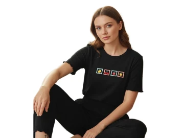 KAŞKORSE NAKIŞLI BAYAN PİJAMA TAKIM S/2XL