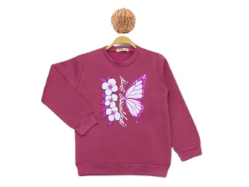KELEBEK BASKILI ÜÇ İP KIZ SWEAT 3/7 YAŞ