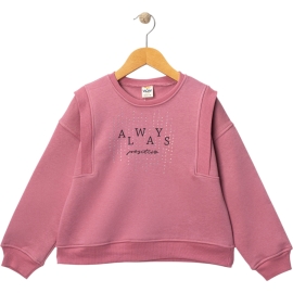 ALWAYS BASKILI TAŞLI ÜÇ İP KIZ SWEAT 5/8 YAŞ
