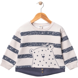 AYICIK BASKILI DÜĞMELİ PARÇALI ERKEK SWEAT 1/4 YAŞ