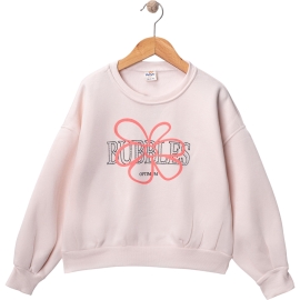 BUBBLES ÇİÇEK KABARTMA BASKILI ÜÇ İP KIZ SWEAT 5/8 YAŞ