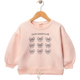 FİYONK BASKILI TAŞLI ÜÇ İP KIZ SWEAT 1/4 YAŞ