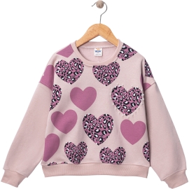  KALP İNCİ BASKILI ÜÇ İP KIZ SWEAT 5/8 YAŞ