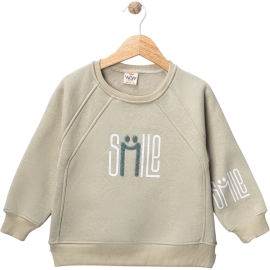 SMILE BASKILI ÜÇ İP ERKEK SWEAT 1/4 YAŞ