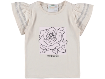 KIZ 5/8 YAŞ GÜL VARAKLI  TSHIRT