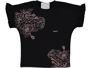 KIZ 5/8 YAŞ YARASA KOL ÇİÇEKLİ TSHIRT