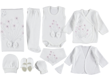 KIZ BEBEK 10 LU ÇİÇEK BUKETİ LÜX ZIBIN SET 1/3 AY