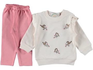 KIZ BEBEK KUŞ BASKILI PAKETTE TAKIM 9/18 AY
