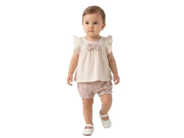 KIZ BEBEK PETEKLİ FİYONLU MÜSLİN TAKIM 12/24 AY