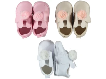 KIZ BEBEK PONPONLU DERİ PATİK 3/12 AY