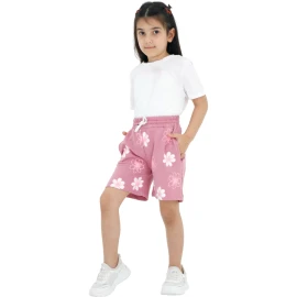 KIZ ÇİÇEK BASKILI ŞORT 3Y,4Y,5Y,6Y,7Y,8Y Kız