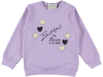 BEATİFUL KALP BASKILI İKİ İP KIZ SWEAT 3/7 YAŞ