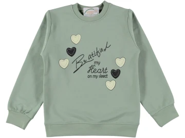 KIZ ÇOCUK BEATİFUL KALP BASKILI İKİ İP SWEAT 8/12 YAŞ