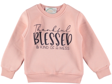 KIZ ÇOCUK BLESSED BASKILI ÜÇ İP SWEAT 3/7 YAŞ