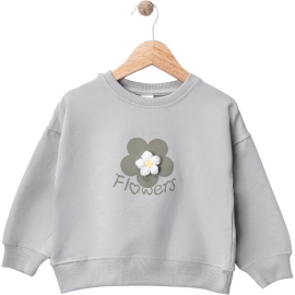 KIZ ÇOCUK ÇİÇEK AKSESUARLI İKİ İP SWEAT 1/4 YAŞ