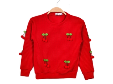 KIZ ÇOCUK KİRAZLI SWEAT BADİ 13/16YAŞ