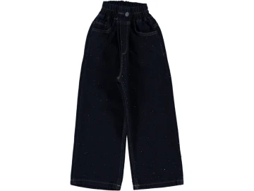 SERPME TAŞ BASKILI KIZ KOT PANTOLON 6/10 YAŞ