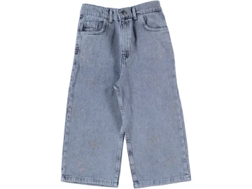 KIZ ÇOCUK TAŞ BASKILI KOT PANTOLON 6/10 YAŞ