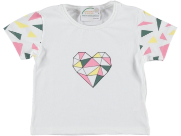 KIZ ÖN KALP VE KOLLARI BASKILI TSHIRT 5/8 YAŞ