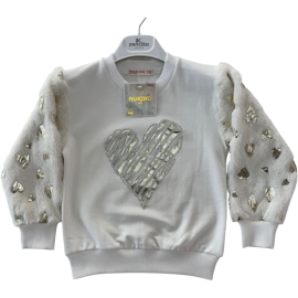 PELUŞ KALP VARAKLI İKİ İP SWEAT 9/12 YAŞ