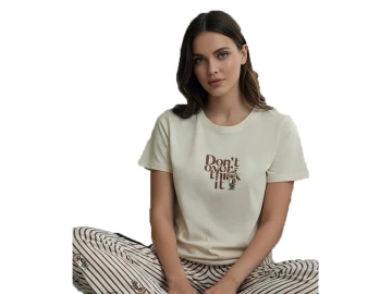 KOMPAK PENYE KISA KOL ALT UZUN BAYAN PİJAMA TAKIM S/2XL