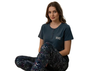 KOMPAK PENYE KISA KOL BAYAN PİJAMA TAKIM S/2XL