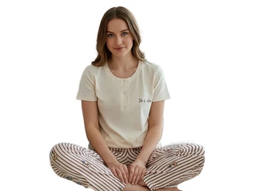 KOMPAK PENYE KISA KOL BAYAN PİJAMA TAKIM S/2XL