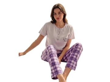 KOMPAK PENYE KISA KOL BAYAN PİJAMA TAKIM S/XXL