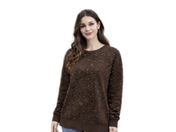 KRİSTAL KUMAŞ TAŞ BASKILI İKİ İP BAYAN SWEAT M/2XL