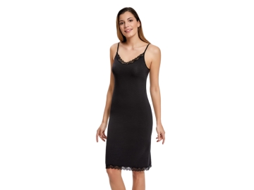 L/XL SİYAH DANTELLİ VİSKON KOMBİNEZON