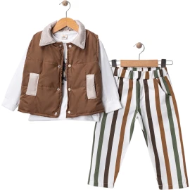 MİKRO YELEKLİ GABARDİN PANTOLONLU 3 LÜ TAKIM 2Y,3Y,4Y,5Y Erkek