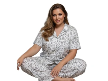 MİLAN BATTAL DÜĞMELİ BAYAN  PİJAMA TAKIM 3XL/5XL