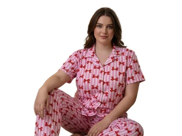 MİLAN BATTAL DÜĞMELİ BAYAN PİJAMA TAKIM 3XL/5XL