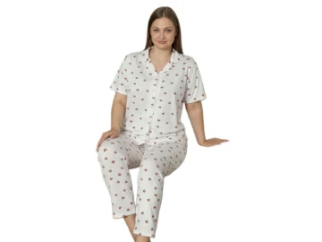 MİLAN BATTAL GÖMLEK YAKA KISA KOL BAYAN PİJAMA TAKIM 3XL/6XL