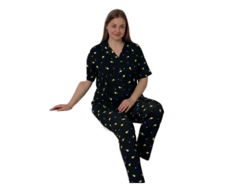 MİLAN GÖMLEK YAKA BATTAL KISA KOL BAYAN PİJAMA TAKIM 3XL/6XL