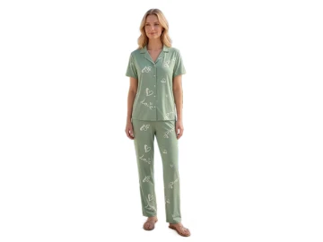MİLAN GÖMLEK YAKA KISA KOL BAYAN PİJAMA TAKIM M/2XL
