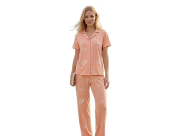 MİLAN GÖMLEK YAKA KISA KOL BAYAN PİJAMA TAKIM M/2XL